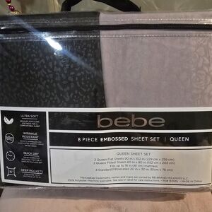 Bebe 8-Piece Embossed Sheet Set - Black and Pink